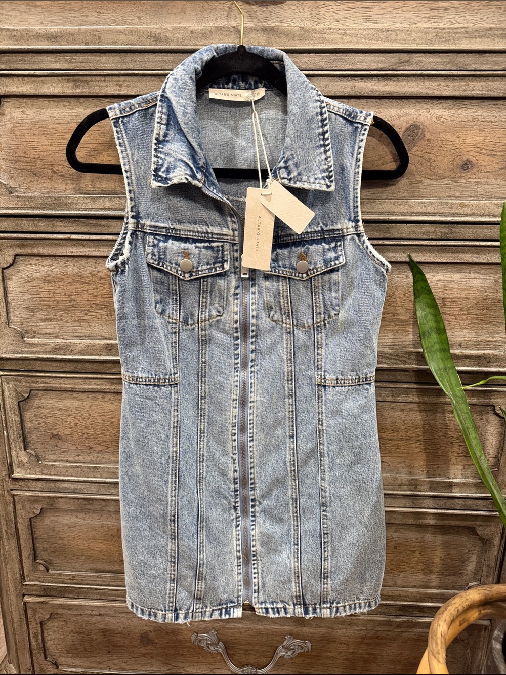 Altar'd State Light Blue Denim Mini Dress Sz Medium *FITS LIKE A SMALL